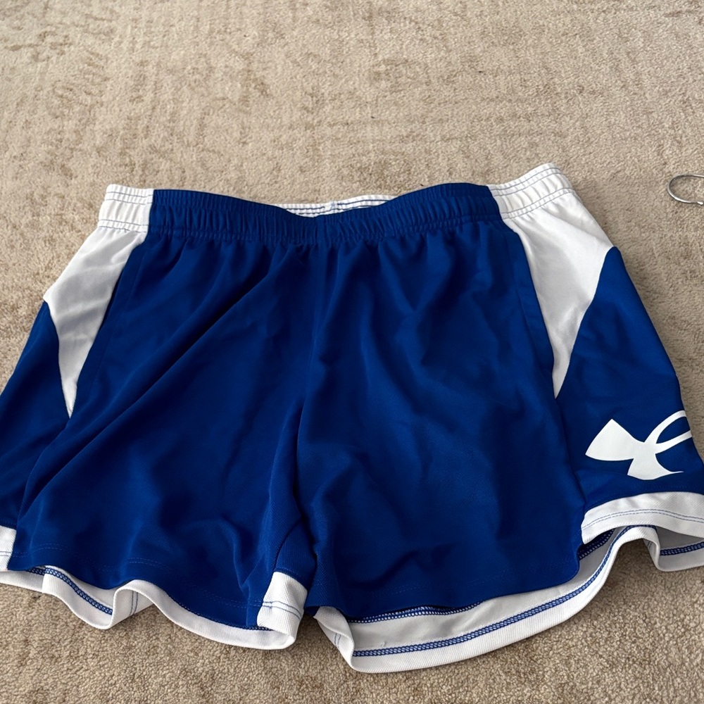 Under Armour Women's Blue and White Athletic Shorts
